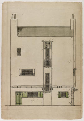 Design for an Artist's Town House and Studio: south elevation