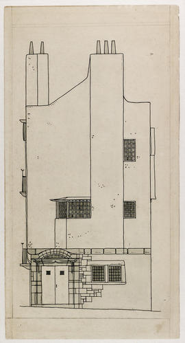Design for an Artist's Town House and Studio: east elevation