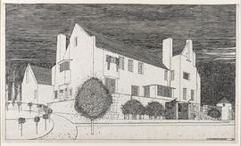 Design for The Hill House, Helensburgh, perspective from south-west
