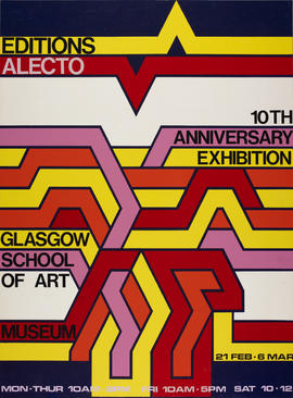 Poster for the 10th anniversary exhibition of Editions Alecto