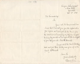 Letter received by Simmonds from David Glen
