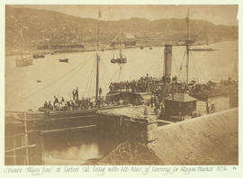 Steamer 'Mary Jane' at Tarbert Old Quay with 600 boxes of herrings for Glasgow Market