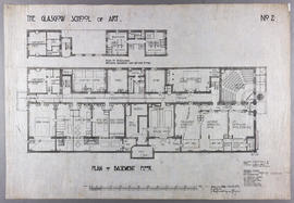 Design for Glasgow School of Art: plan of basement floor