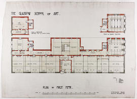 Design for Glasgow School of Art: plan of first floor