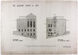 Design for Glasgow School of Art: elevation of Scott Street and Dalhousie Street