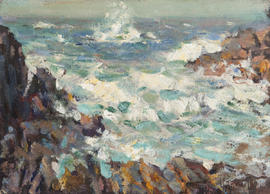Seascape with breaking waves