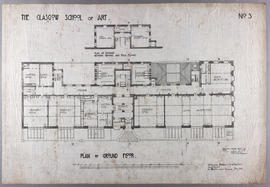 Design for Glasgow School of Art: plan of ground floor
