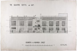 Design for Glasgow School of Art: elevation to Renfrew Street