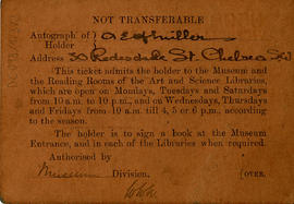 Annual ticket of admission for the Victoria and Albert Museum, South Kensington (Version 2)