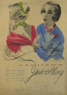 Illustration featuring "Jewellery", design with two women