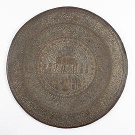 Large brass circular plate with elephant (Version 1)