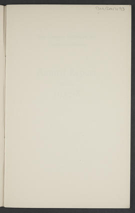 Annual Report 1937-38 (Flyleaf, Page 1, Version 1)