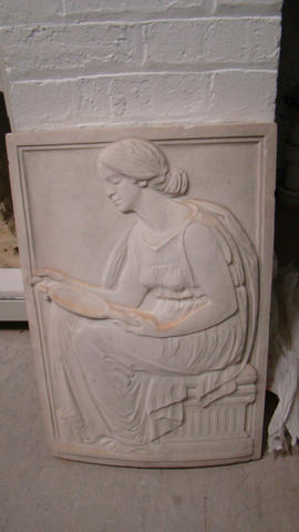 Marble panel of woman in relief looking in a mirror (Version 1)