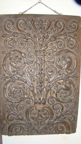 Plaster cast of arabesque strap hinges depicting foliage and animals (Version 1)