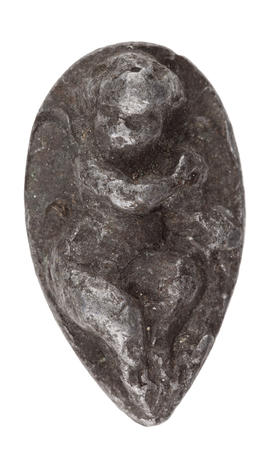 Miniature oval button with cherub figure (Version 1)