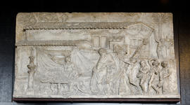 Plaster cast of votive relief of Dionysus and Icarius (Version 1)