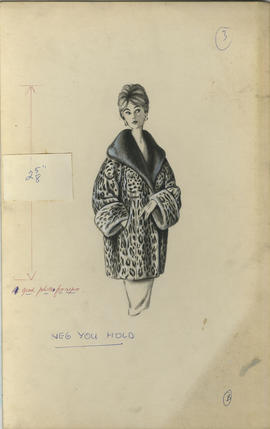 Illustration featuring woman in a collared animal print fur coat