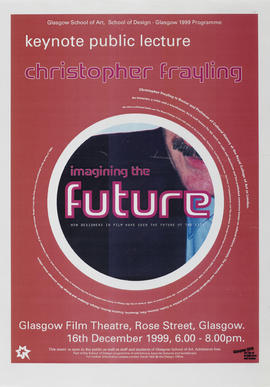 Poster for lecture by Christopher Frayling - 'Imagining the Future', Glasgow