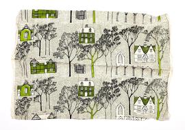 Printed fabric with house design