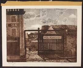 Litho print of factory gates