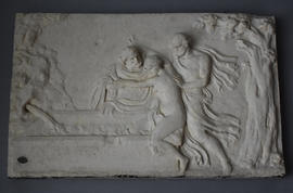 Plaster cast of panel scene with figures (Version 2)
