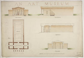 An art museum: plan, elevations and sections