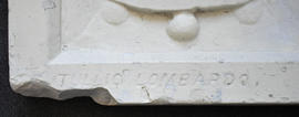 Plaster cast of section of pilaster with vase, foliage and putti (Version 3)