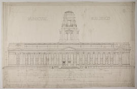 Diploma design: Municipal buildings - back elevation