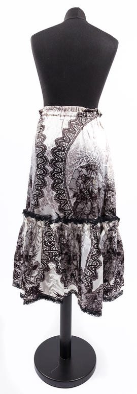 Black, white and grey lace print tiered skirt (Version 5)