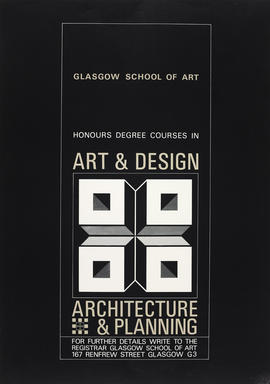 Poster advertising Honours Degree Courses in Art and Design, Architecture and Planning at The Gla...