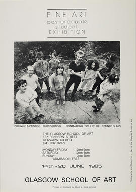 Poster for an exhibition of work by postgraduate students