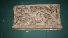 Plaster cast of panel with decoration of foliage and hops