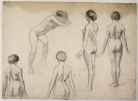 Figure studies - five female figures