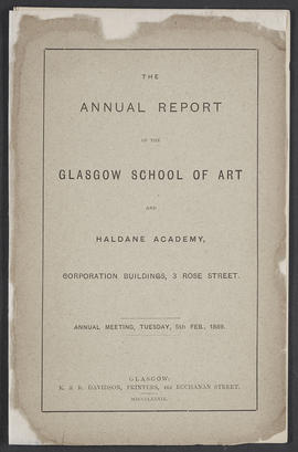 Annual Report 1887-88 (Front cover, Version 1)