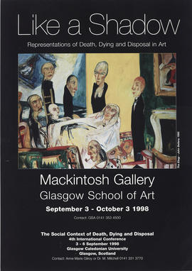Poster for exhibition 'Like a Shadow: Representations of Death, Dying and Disposal in Art', Glasgow