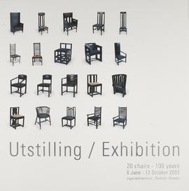 Poster for a Charles Rennie Mackintosh exhibition in Norway entitled '20 chairs - 100 years'