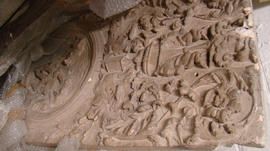 Plaster cast of panel with foliage, figures and horses (Version 3)