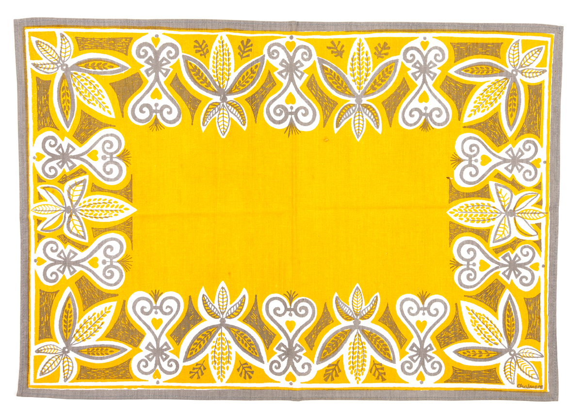 Sylvia Chalmers · Yellow floral placemat · c1953-1990