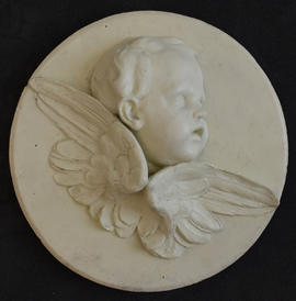 Plaster cast of cherub roundel with wings (Version 2)