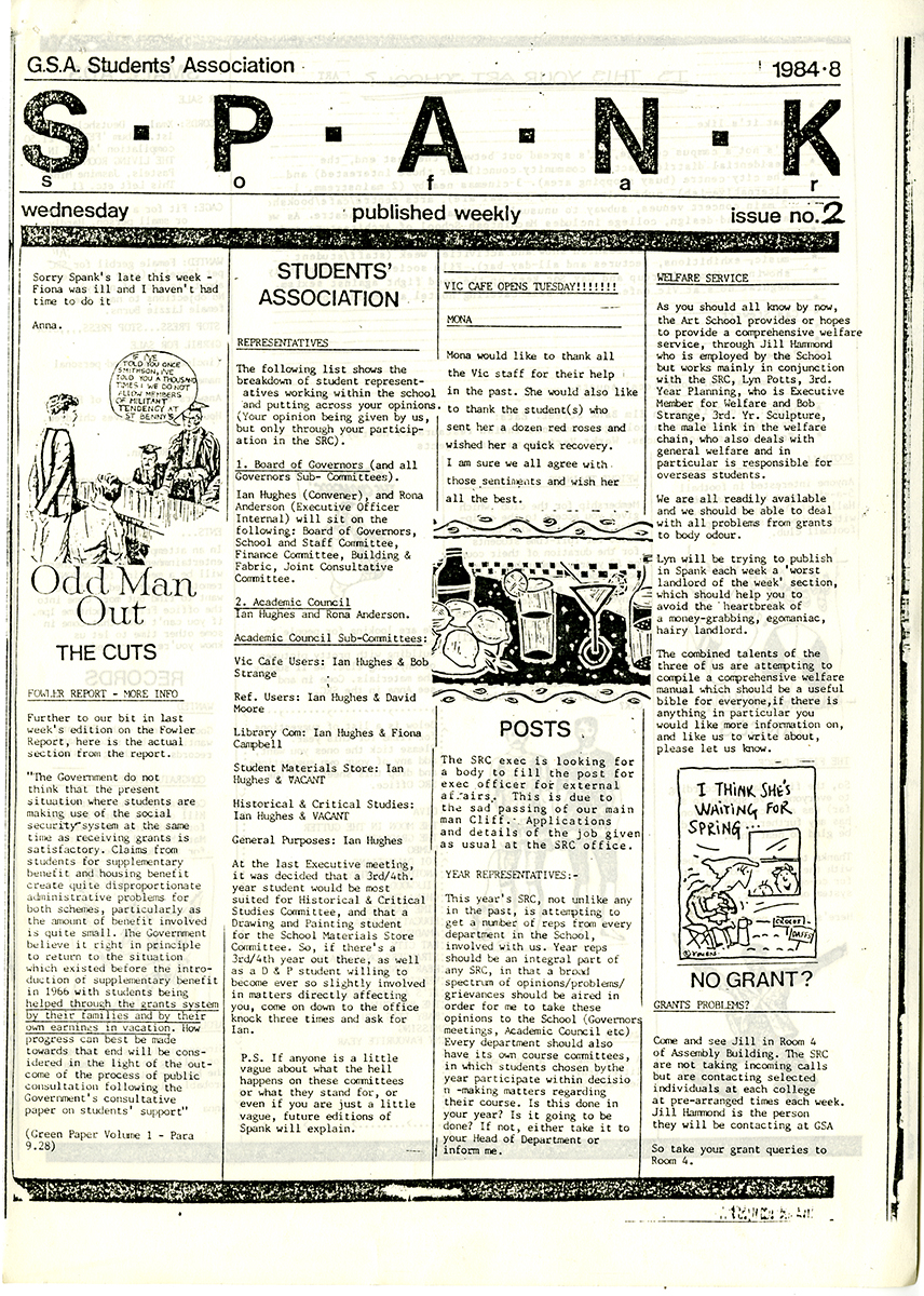 Student Publications · SPANK, G.S.A. Students' Association weekly publication · 1985-1991
