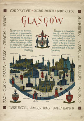 Poster showing stylised map of Glasgow
