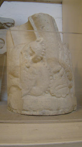 Plaster cast of fragment of column with dragon-like creature (Version 1)