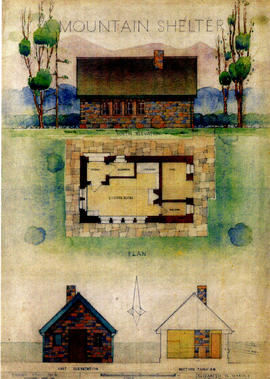 Architectural drawing of a mountain shelter