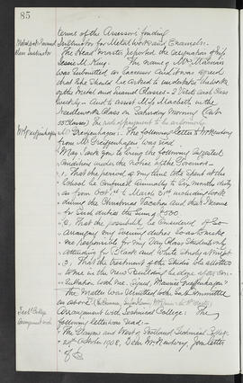 Minutes, Sep 1907-Mar 1909 (Page 85)