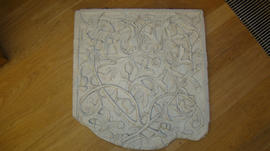 Plaster cast of panel decorated with birds, thistles and foliage (Version 1)