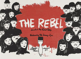 Poster for a film screening of 'The Rebel'