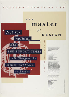 Poster advertising the 'New Master Of Design Course'