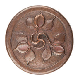 Miniature round button, featuring floral design (Version 1)