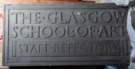 Sandstone plaque - The Glasgow School of Art Staff Refectory