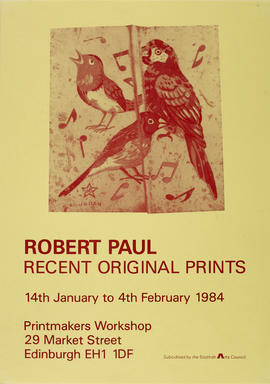 Poster for exhibition 'Robert Paul - Recent Original Prints', Edinburgh